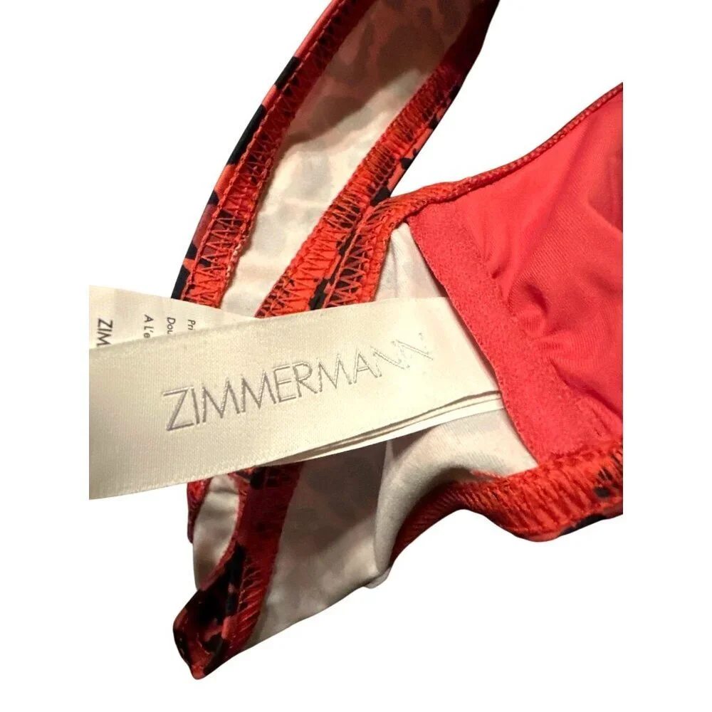 Zimmermann Red Leopard Print Swim Top IT 44 US 6-8 Premium Italian Fabric $179 - Picture 9 of 10